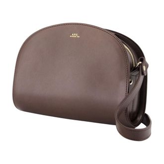 A.P.C. Womens Demi Lune Crossbody Bag Brown Cowhide