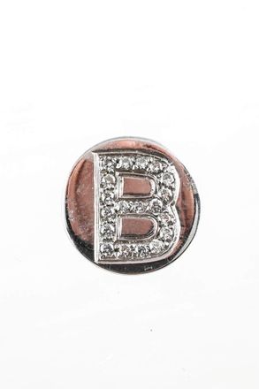 Spallanzani Sterling Silver Diamond Initial B Letter Magnetic Round Charm