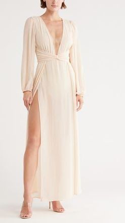 By Design Journey Semi Sheer Maxi Dress in Sandshell at Nordstrom Rack, Size Medium