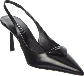 Prada Leather Pointy-Toe Slingback Pump