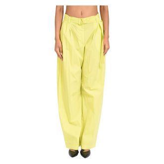 Patrizia Pepe Dames, Broeken, Geel, Maat: XL Katoen
