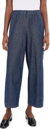Eileen Fisher Petite Lightweight Organic Cotton Den Wide Ankle Pants Womens Clothing Dark Indigo : PP (2P-4P) 26.5, Cotton/Denim