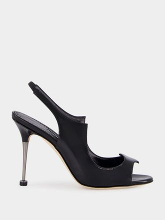 Manolo Blahnik Minza High-Heeled Patent Leather Slingback Sandals
