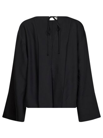 STUDIO NICHOLSON Womens Top Eorsa Open-Back Black Twill Viscose Tops