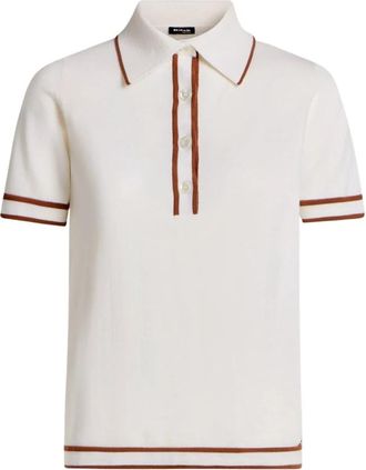 Kiton Fijne wollen poloshirt met contrasterende afwerking - Dames - Polos - Wit - L - Wol - Tops