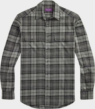 Ralph Lauren Purple Label Mens Plaid Twill Shirt