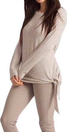 French Kyss Ellie Side Tie Kashmira Sweater In Oatmeal