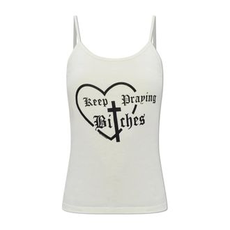 Willy Chavarria Sleeveless Tops, female, White, Size: XS Cholita Tank