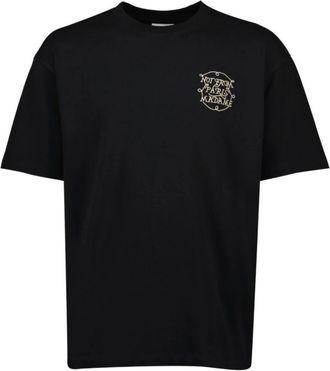 Drôle de Monsieur Tops, Heren, Zwart, M, Katoen, Zwarte Slogan Print T-shirt Vignes