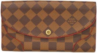 Louis Vuitton Brown Cerise Damier Canvas Ebene Red Color Damier Canvas Long Wallet (Bi-Fold) (Pre-Owned)