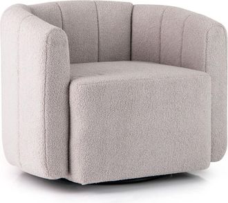 Costway Swivel Barrel Chair Modern Upholstered Sherpa Accent Chair Grey