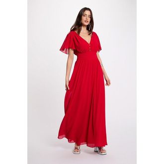 Morgan Maxi-jurk met korte mouwen en V-hals