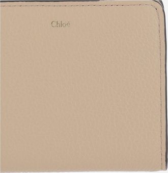 Chlo&eacute; Womens Alphabet Compact Leather Wallet Beige & Purses