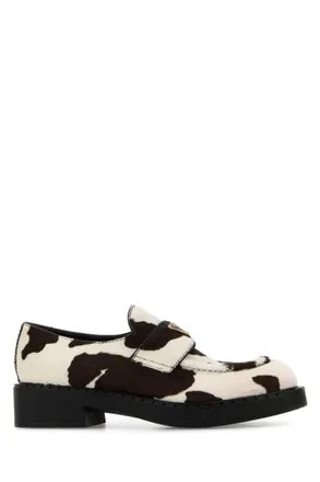 Prada Brown White Slip-on Loafers