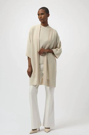 Joseph Ribkoff Embellished 3/4 Sleeves Boucl&eacute; Open Front Jacket In Birch
