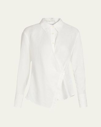 Veronica Beard Perezzi Asymmetric Linen Shirt