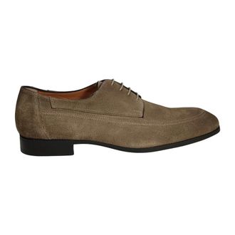 Santoni Nubuck Veterschoen - Heren - Veterschoenen - Grijs - 41 EU - Leer - Schoenen