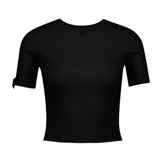 Courr&egrave;ges Womens Ribbed Viscose T-Shirt Black