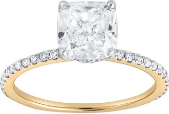 LuvMyJewelry Adeline 2.3 Ct Cushion Lab Grown Diamond Engagement Ring in 14K Yellow Gold at Nordstrom, Size 7