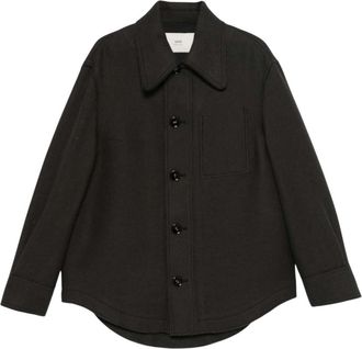 Ami Black Solid Shirt Collar Blazer