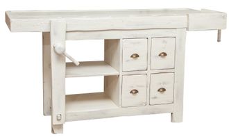 Biscottini International Biscottini - Tavolo Alto Lavoro 184x92x74 Cm Made In Italy Isola Cucina Piano Lavoro Legno Massello Bancone Cucina Piano Lavoro Cucina Legno
