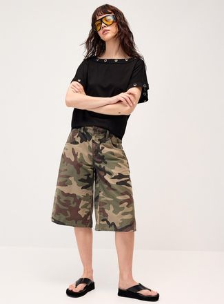 Twik Womens Large eyelets off-the-shoulder T-shirt