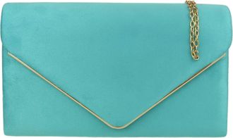 Girly HandBags Womens Faux Suede Clutch Bag Envelope Metallic Frame Handbag Turquoise