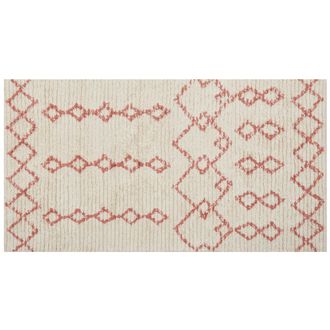 Beliani Beliani - Alfombra De Algod&oacute;n Beige Rosa 80 X 150 Cm Hecho A Mano Patr&oacute;n Geom&eacute;trico Buxar