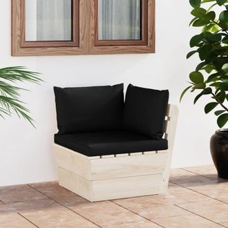 vidaXL Sof&aacute; De Esquina De Palets De Jard&iacute;n Cojines Abeto Impregnado Vidaxl