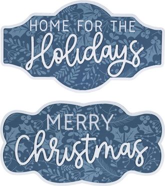 Melrose International Set Of 2 Wood Christmas Sentiment Sign