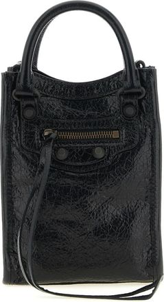 Balenciaga Le City Tote Telefoonhouder - Dames - Handtassen - Zwart - ONE Size - Katoen - Tassen