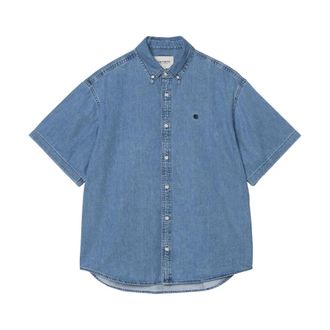 Carhartt Work in Progress S/S Lucas Shirt - Heren - Spijkeroverhemden - Blauw - M - Katoen - Overhemden