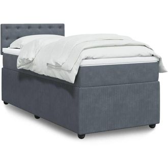 vidaXL Cama Box Spring Con Colch&oacute;n Terciopelo Gris Oscuro 90x200 Cm Vidaxl