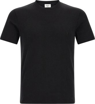Saint Laurent T-shirt met ronde hals - Heren - T-shirts - Zwart - L - Katoen - Tops