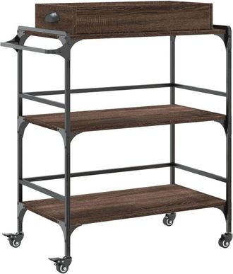 vidaXL Vidaxl - Carrito De Cocina Madera Ingenier&iacute;a Marr&oacute;n Roble 81,5x41x92,5cm