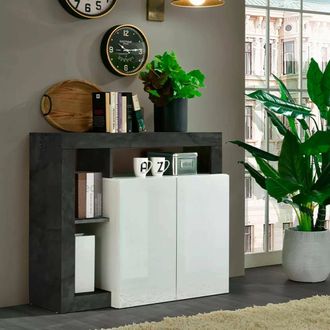 Dmora Aparador Moderno Con 2 Puertas Y Estantes, Mueble Para Tv Para Sala De Estar, Buffet De Cocina, Aparador Made In Italy, 108x42xh93 Cm, Color Blanco Y 