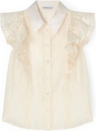 Motivi Muslin Blouse met Ruches - Dames - Overhemden - Wit - XS - Polyester - Overhemden