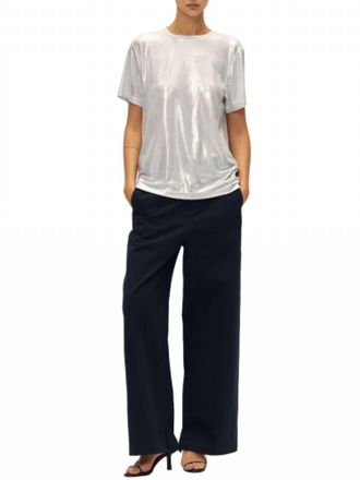 Elodie Aiden Short Sleeve Top In Silver