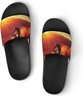 Generic Dirt Bike Motorcross Sunset Unisex Beach Slippers & Pool Slides Anti-Slip House Shoes for Home Outdoor