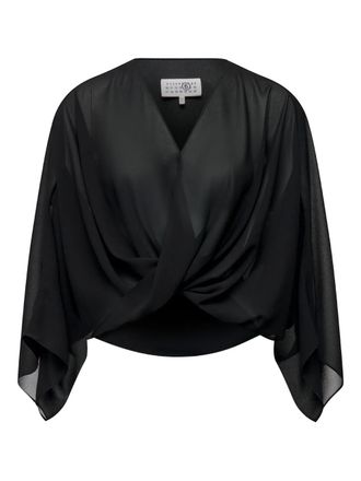 Maison Margiela twisted-front long-sleeve blouse - women - Polyester - 38 - Black