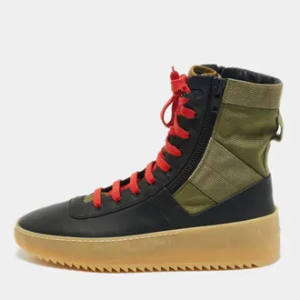 Fear of God Green/black Leather And Canvas Jungle High Top Sneakers