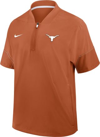 Nike Texas Sideline Coach Nike Mens College 1/2-Zip Short-Sleeve Hooded Jacket in Orange | 03BO08D9TXE-6XU