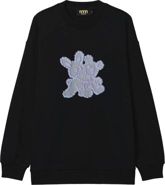 Mini Cream Sweater met applicatie - Zwart