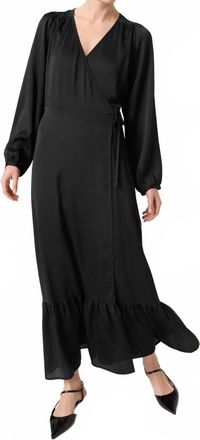 Soaked In Luxury Ioana V-Neck Wrap Midi Dress In Black
