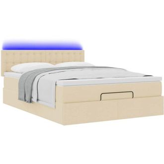 vidaXL Cama Otomana Con Colch&oacute;n Led Crema 140x190 Cm Tela Vidaxl