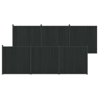 vidaXL Panel De Valla 6 Pcs Wpc Y Aluminio Negro Vidaxl