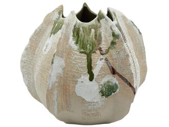 Schubiger M&ouml;bel Vase Keramik Weiss Olive H: 32 cm