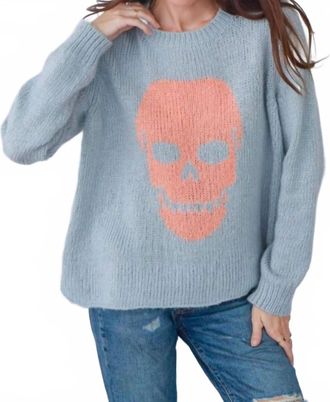 Wooden Ships Skull Crew Sweater In Grey/carrot