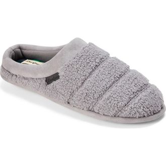 Dearfoams Asher Quilted Plaid Clog Slipper in Medium Grey at Nordstrom, Size X-Large