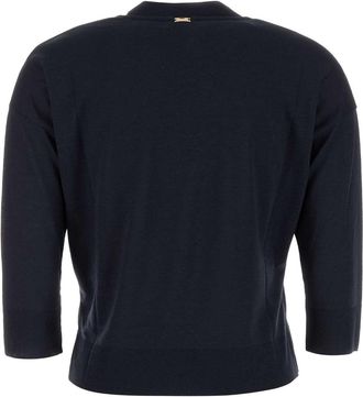 Herno Womens Lyocell Blend T-Shirt Navy Cotton
